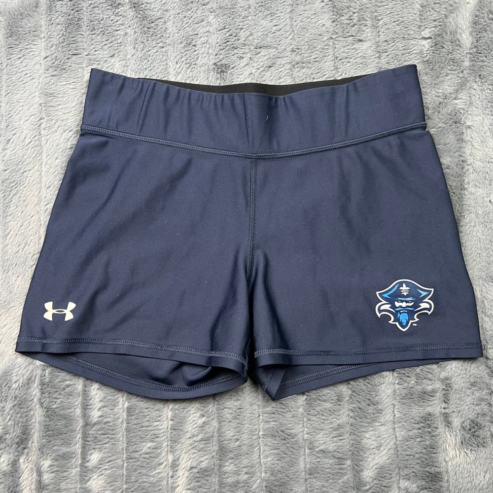 UNO Under Armour Womens HeatGear Compression Shorts Navy Blue Pirate Logo Large